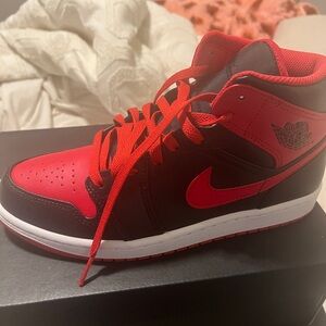 Jordan Air Mid Black and Red Sneakers
